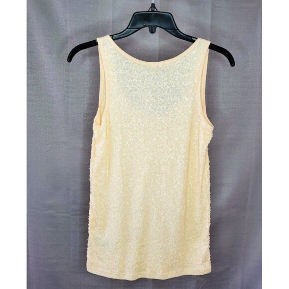 J. Crew NWT Sequin Tank Top Cream XS Cotton/Modal/Linen Blend - Picture 2 of 8